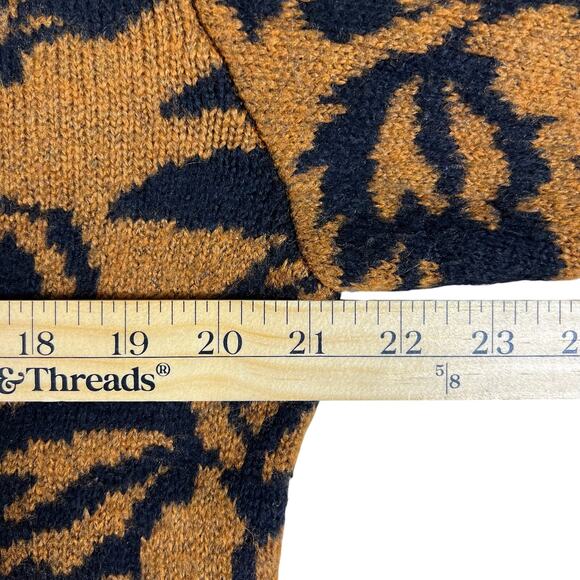 Topshop Floral Jacquard Sweater M | Brown Cinnamon Black Mockneck Soft Pullover - Picture 11 of 14